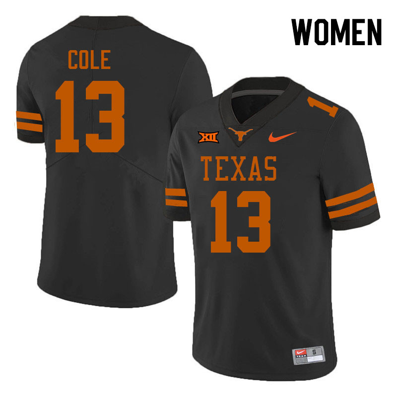 Women #13 Jay'Vion Cole Texas Longhorns College Football Jerseys Stitched-Black